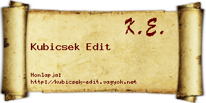 Kubicsek Edit névjegykártya